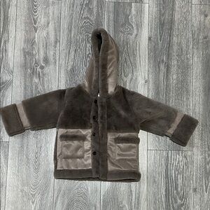 SHEIN Kids Chocolate Brown Faux Fur Coat